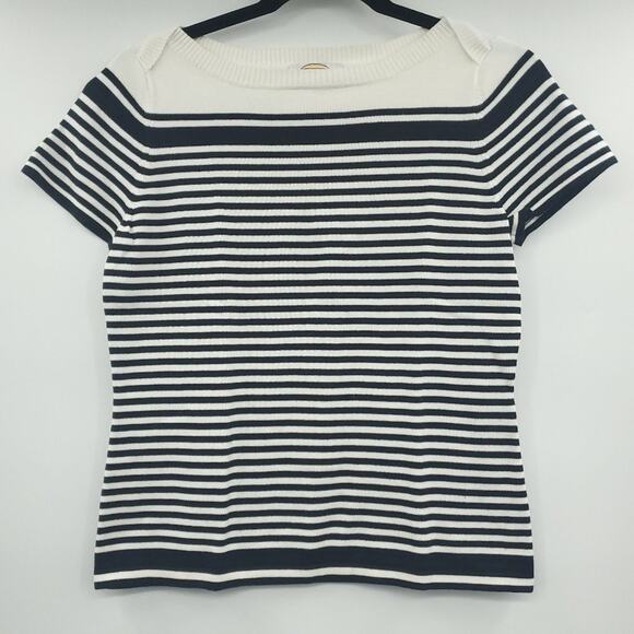 Talbot Womens Boat Neck Striped Short Sleeve Sweater Small - Picture 1 of 7